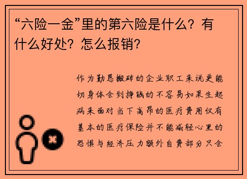 “六险一金”里的第六险是什么？有什么好处？怎么报销？